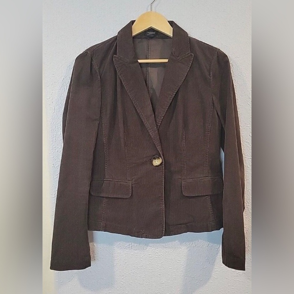 Ann Taylor Brown Corduroy Blazer Sz 4 Office Preppy